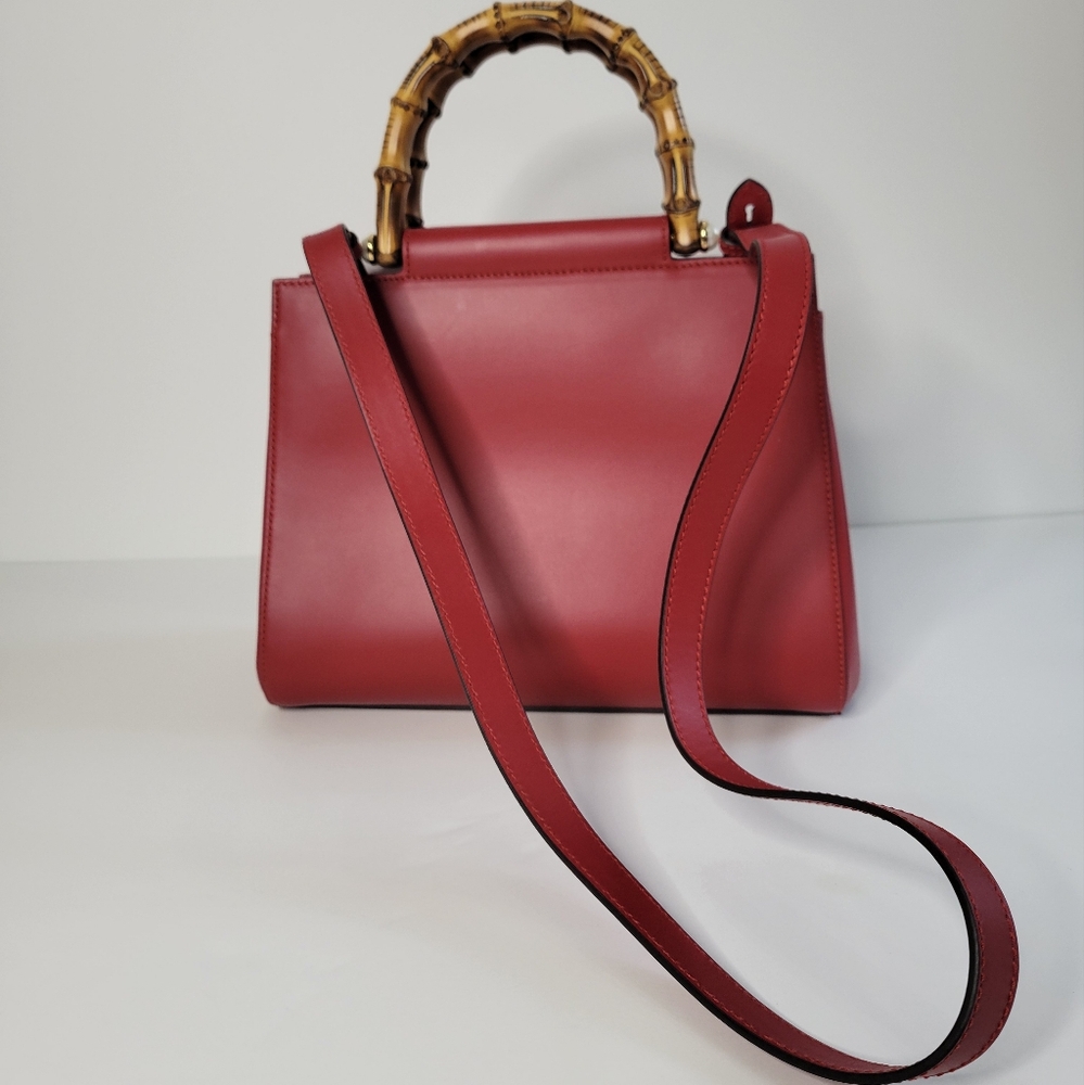 GUCCI Diana tote bag Nymphaea Nappa red with pearls on bamboo handles NWT - Picture 4 of 8